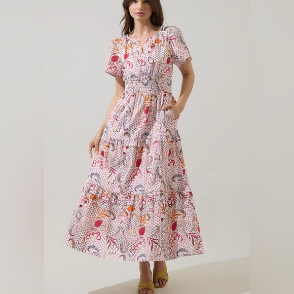 Sugarlips Dresses & Skirts - SugarLips Women’s Hendry Floral Palmer Poplin Tiered Maxi Dress